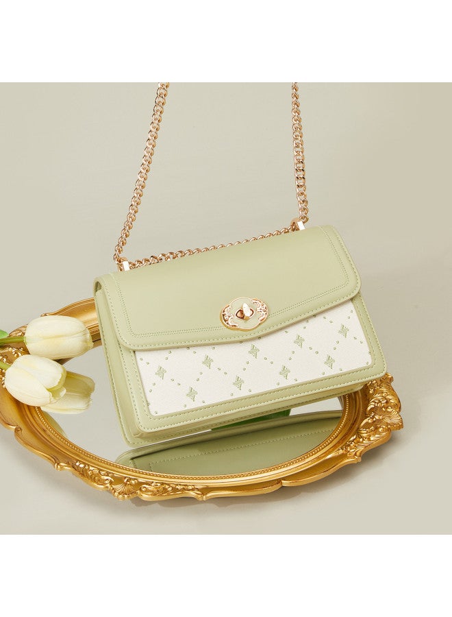 YEARCON Fresh Color Block】fashionable Textured Chain Square Bag, Versatile Crossbody Shoulder Bag For Women - Image 4