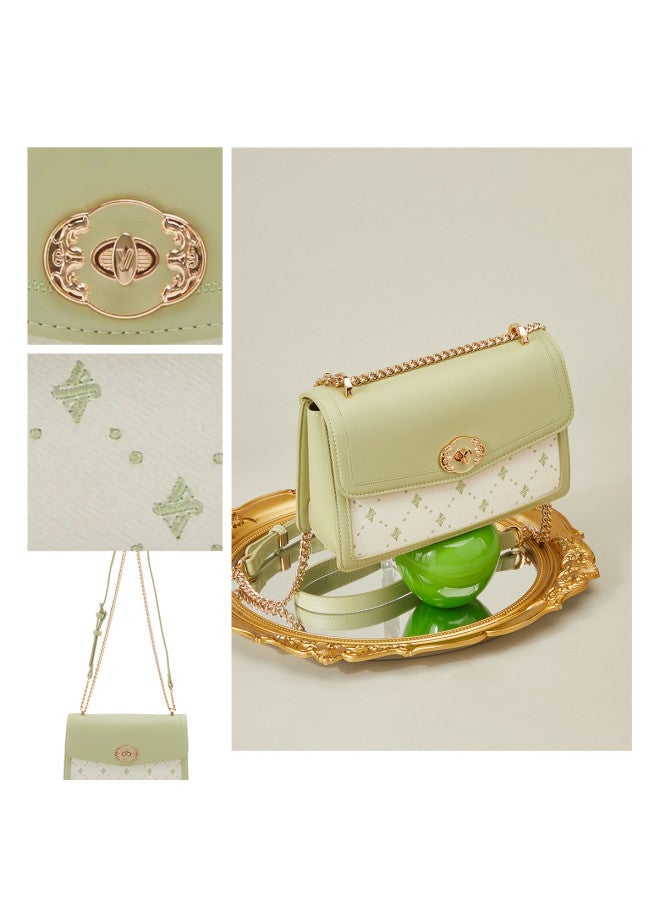 YEARCON Fresh Color Block】fashionable Textured Chain Square Bag, Versatile Crossbody Shoulder Bag For Women - Image 5