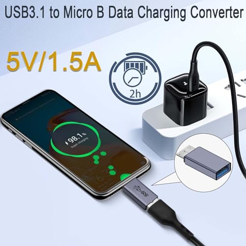 ETZIN 10Gbps USB A Female to USB3.0 Micro B Male External Hard Drive Adapter USB3.1 to Micro B Data Charging Converter, for External Hard SSD Drive, Digital Camera, Phone(Micro, Pack-of-1) - Image 4