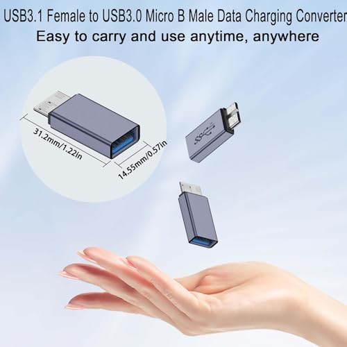 ETZIN 10Gbps USB A Female to USB3.0 Micro B Male External Hard Drive Adapter USB3.1 to Micro B Data Charging Converter, for External Hard SSD Drive, Digital Camera, Phone(Micro, Pack-of-1) - Image 5
