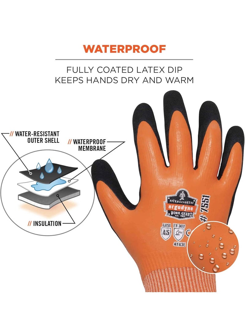 Ergodyne Ergodyne unisex adult ANSI A5 Coated Waterproof CR Gloves Orange Medium Pack of 1 US  - Image 4