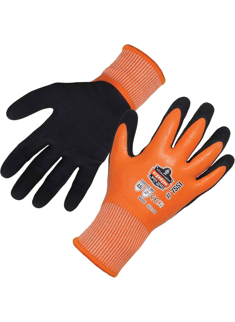 Ergodyne Ergodyne unisex adult ANSI A5 Coated Waterproof CR Gloves Orange Medium Pack of 1 US  - Image 1