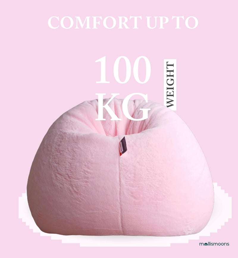 Mollismoons Mollismoons Bean Bag XXXL Size for Adults Kids Fur bin Bag Luxury Bean Bag Chair Pink Bean Bag Without Beans CoverAssembly Required - Image 5