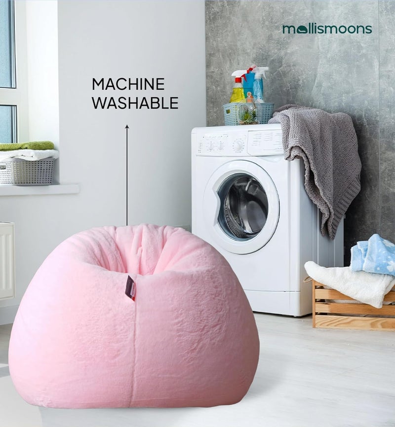 Mollismoons Mollismoons Bean Bag XXXL Size for Adults Kids Fur bin Bag Luxury Bean Bag Chair Pink Bean Bag Without Beans CoverAssembly Required - Image 4