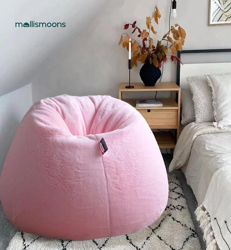 Mollismoons Mollismoons Bean Bag XXXL Size for Adults Kids Fur bin Bag Luxury Bean Bag Chair Pink Bean Bag Without Beans CoverAssembly Required - Image 2