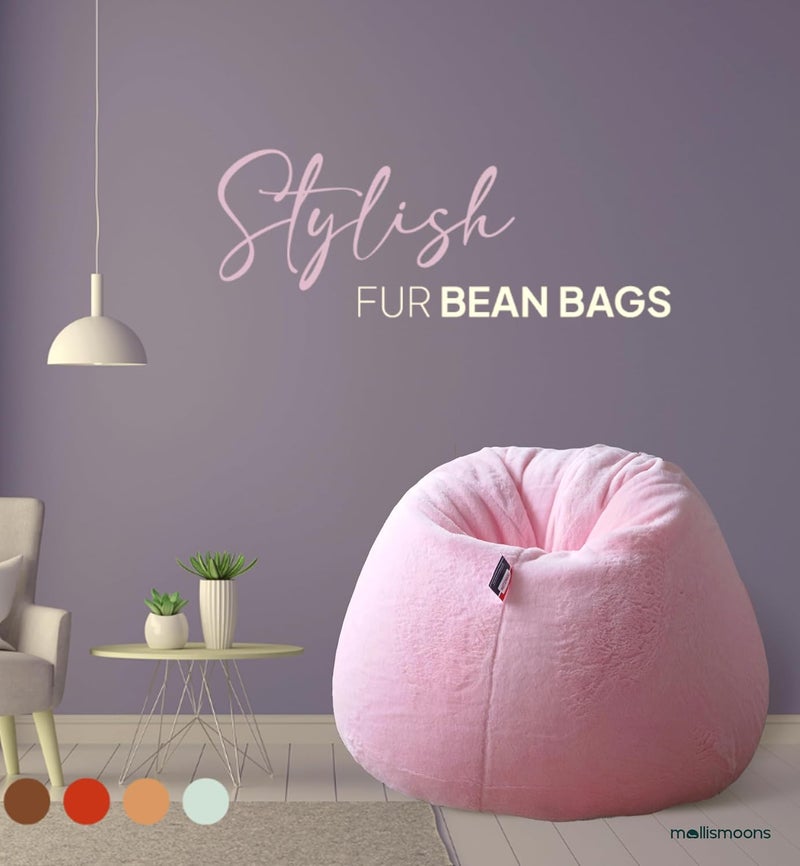 Mollismoons Mollismoons Bean Bag XXXL Size for Adults Kids Fur bin Bag Luxury Bean Bag Chair Pink Bean Bag Without Beans CoverAssembly Required - Image 1
