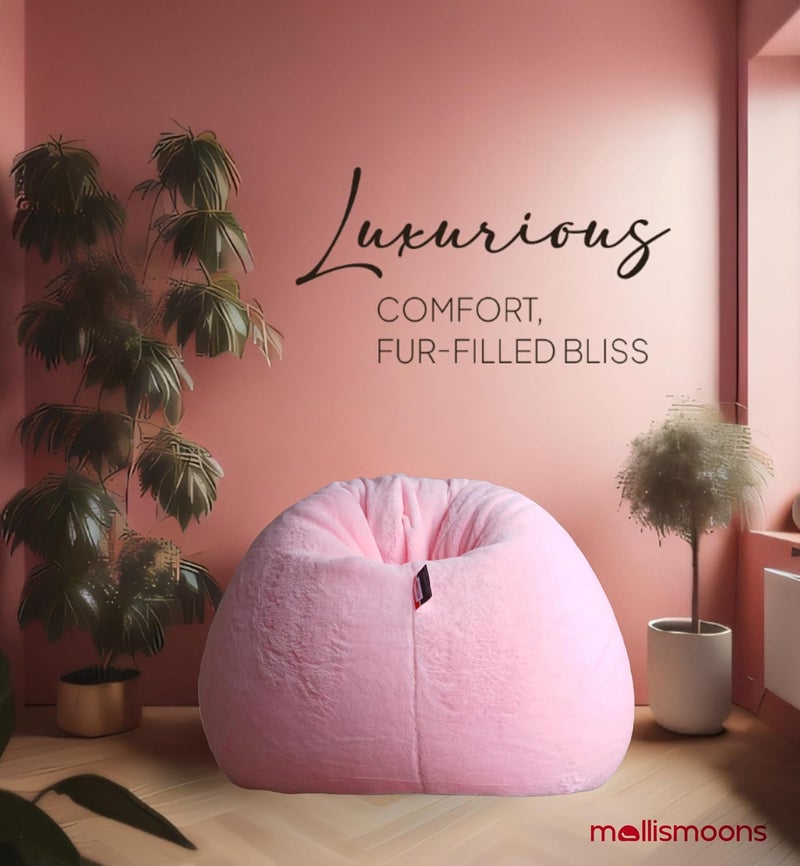 Mollismoons Mollismoons Bean Bag XXXL Size for Adults Kids Fur bin Bag Luxury Bean Bag Chair Pink Bean Bag Without Beans CoverAssembly Required - Image 3