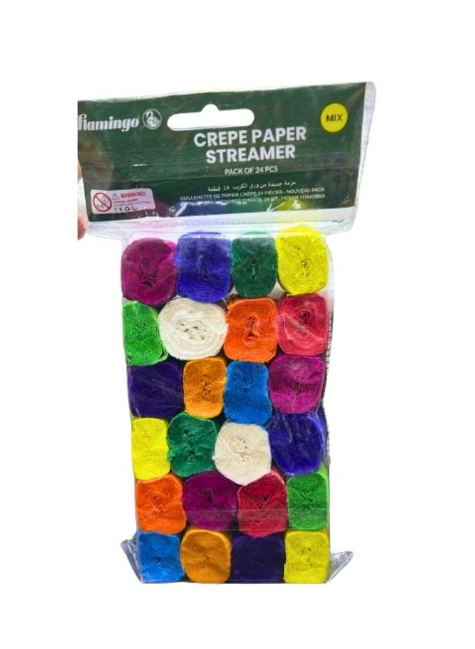 Flamingo Crepe Paper Streamer Multicolor Pack Of 24 - Image 2