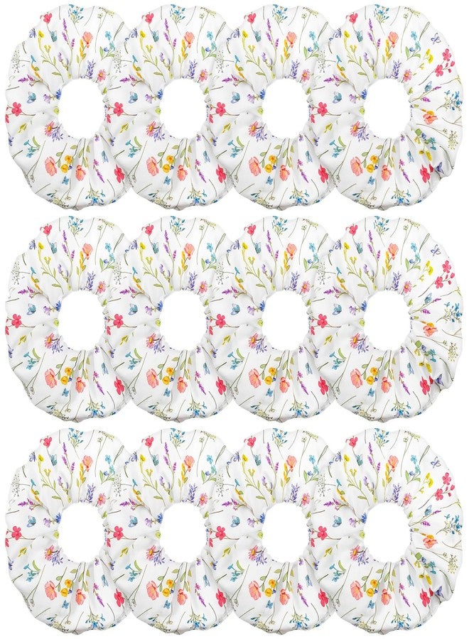 Dingion 12 Pcs Wildflower Hair Scrunchies for Girls Women Floral Scrunchies Elastics Bands Ponytail Holder Bulk Hair Ties Accessories Galentines Day Gifts - Image 1