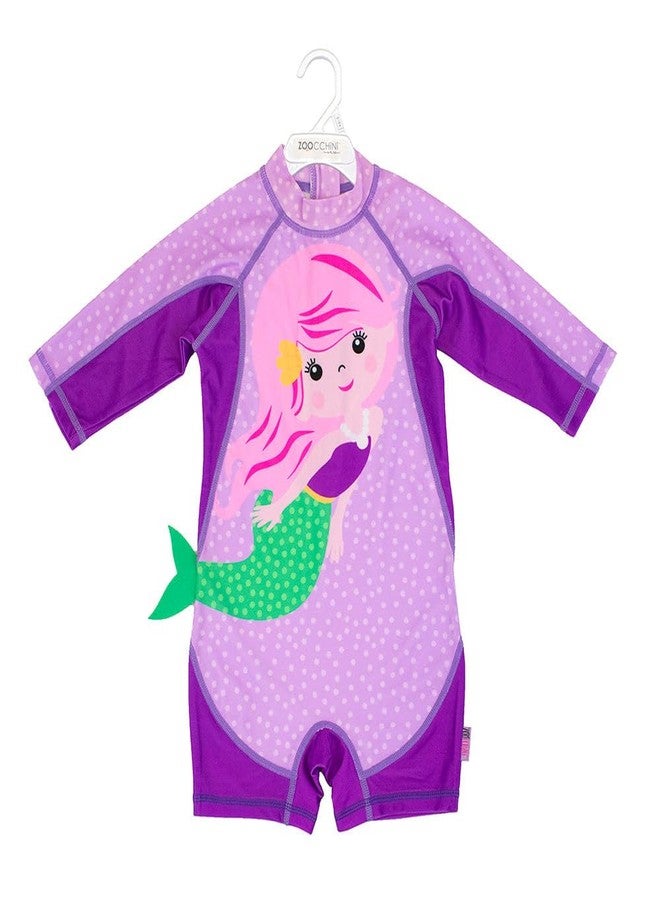 ZOOCCHINI Baby/Toddler Rash Guard One-Piece Swimsuit – UPF 50+ Quick-Dry 3/4 Sleeve Surf Suit, Small (6-12 Months), Mia The Mermaid - Image 3