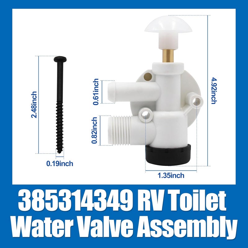 FLYINGAMZ 385314349 RV Water Valve Assembly Camper Trailer Toilet Repair Kit Compatible with Dometic Sealand EcoVac Vacuflush Pedal Flush Toilets - Image 3