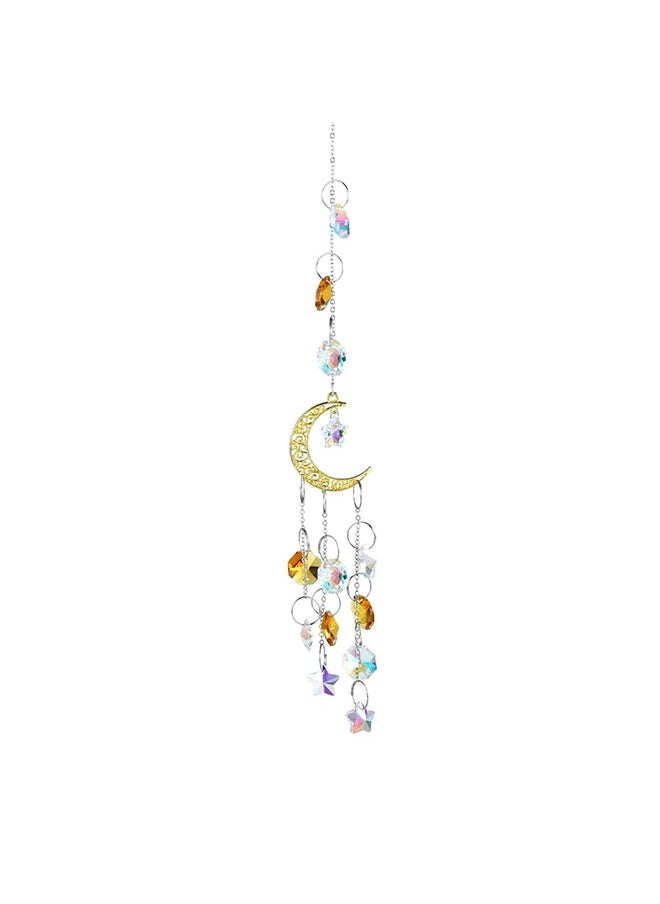 GRKC Hanging Pendant Ornament, Silver and Gold Moon Star Crystal Window Decor, Romantic Home Decoration, Exquisite Crystal Pendant to Add a Dreamy Atmosphere  - Image 1