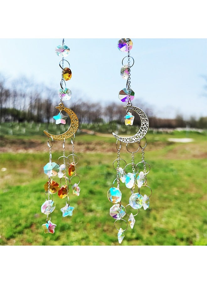 GRKC Hanging Pendant Ornament, Silver and Gold Moon Star Crystal Window Decor, Romantic Home Decoration, Exquisite Crystal Pendant to Add a Dreamy Atmosphere  - Image 3