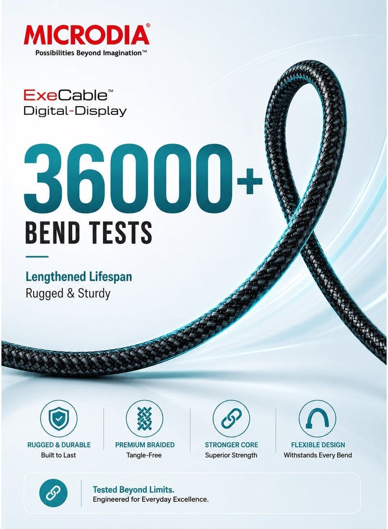 ميكروديا [[MICRODIA]] كابل شحن سريع بقوة 100 واط USB-C إلى USB-C مع شاشة LCD رقمية، سلك شحن مجدول كيفلار فائق المتانة (PD) لأجهزة الكمبيوتر المحمولة والأجهزة اللوحية (1.3 م/2.6 م) - فضي - Image 3