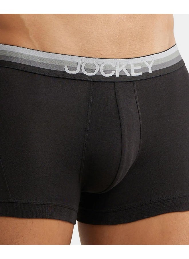 JOCKEY - Jockey Modern Solid Trunks for Men with Double layer Contoured Pouch US20_Black_M - Image 1