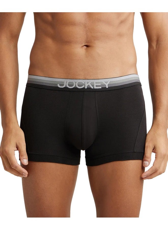 JOCKEY - Jockey Modern Solid Trunks for Men with Double layer Contoured Pouch US20_Black_M - Image 1