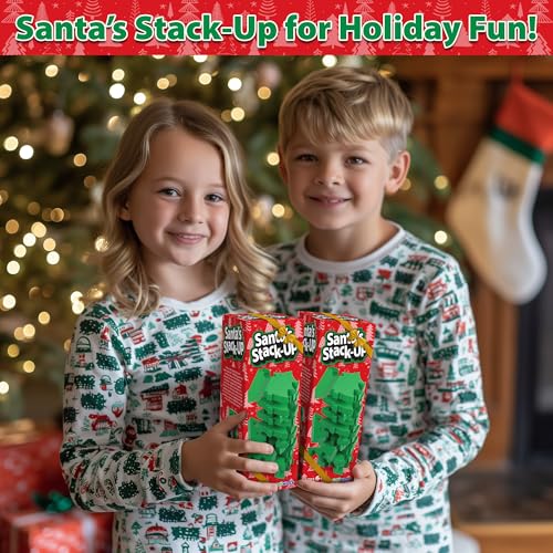 Funwares Christmas Tree StackUp Wooden Blocks Stacking Game Tumbling Tower Family Party Fun Kids and Adults Holiday Decoration Ages 6 - Image 5