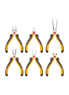 THS HMPS06115 mini plier set Including 45 Inch combination pliers Diagonal and End cutting pliers Needle Long and Flat nose pliers Multicolor 