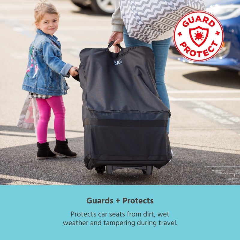J.L. Childress Wheelie Car Seat Bag - Travel Bag for Airplane, Fits Most Baby & Infant Car Seats, Boosters, & Carriers, Airport Accessories for Gate Check or Baggage Check, Dual Rubber Wheels - Black - Image 3