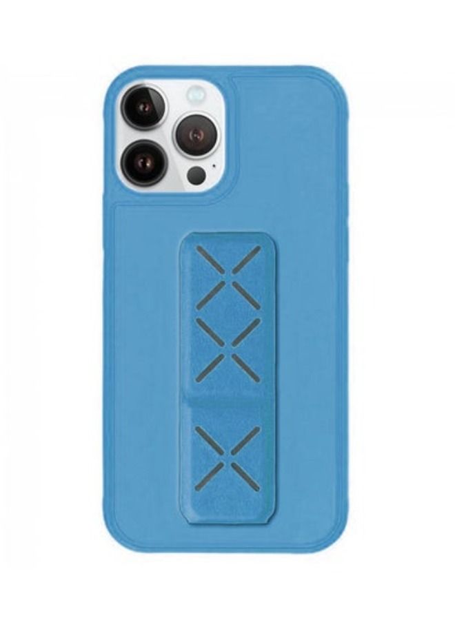 أكاليكس آيفون 14 برو 6.1 حالة مع حامل مغناطيسي وحامل قسط سيليكون عمودي أفقي اليد حزام قبضة متعددة حامل ، سيارة جبل مسنده حالة غطاء الأزرق