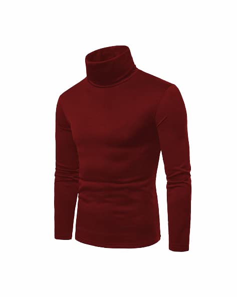 AUSK Men's High Neck Cotton T-Shirts(Maroon-XX-Large) - Image 2