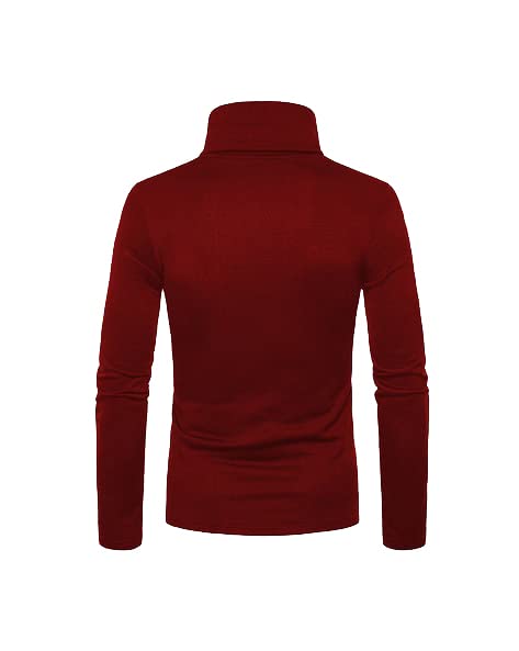 AUSK Men's High Neck Cotton T-Shirts(Maroon-XX-Large) - Image 3