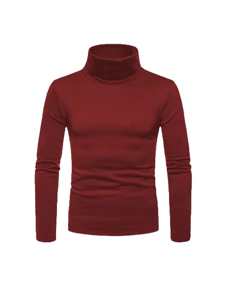 AUSK Men's High Neck Cotton T-Shirts(Maroon-XX-Large) - Image 1