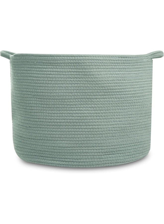 Natemia Rope Storage Basket- Nursery Bin and Toy Organizer (20â€x20â€x14â€), Laundry Basket, Basket for Towels, Pillows and Blankets - Image 1