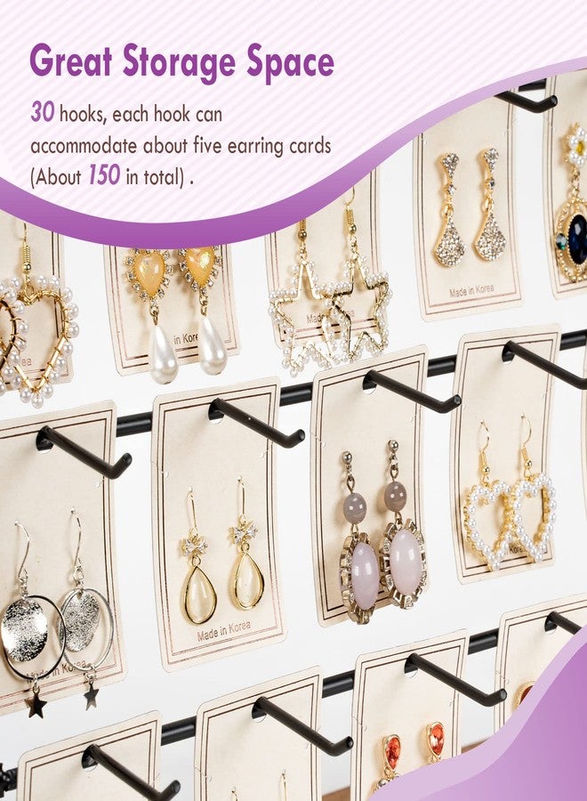 Poyilooo Jewelry Display for Vendors Selling, Wood Earring Bracelet Keychain Display for Vendors with Adversitsing Board 30 Hooks, Large Capacity Jewelry Holder Display Stands Rack for Earring Card - Image 5