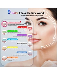 Excefore Light-Therapy-Wand, Red Light Therapy Wand for Face & Eyes & Neck, Rechargeable Led Facial Light Therapy 9 Colors Eye Beauty Wand Face Massager, for Skin Rejuvenation at Home (Pink)  - Image 2