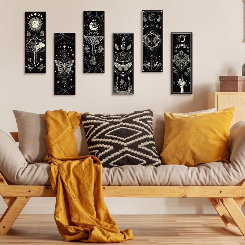 Tatuo Elegant practical multi-option build 6 Pcs Farmhouse Southwest Home Wall Decor Frame Wall Hanging Boho Modern Abstract Art Prints Wooden Decorations for Bedroom Bathroom Apartment Mexican Farmhouse Wall Decor(Butterfly Style) Fade proof - Image 3