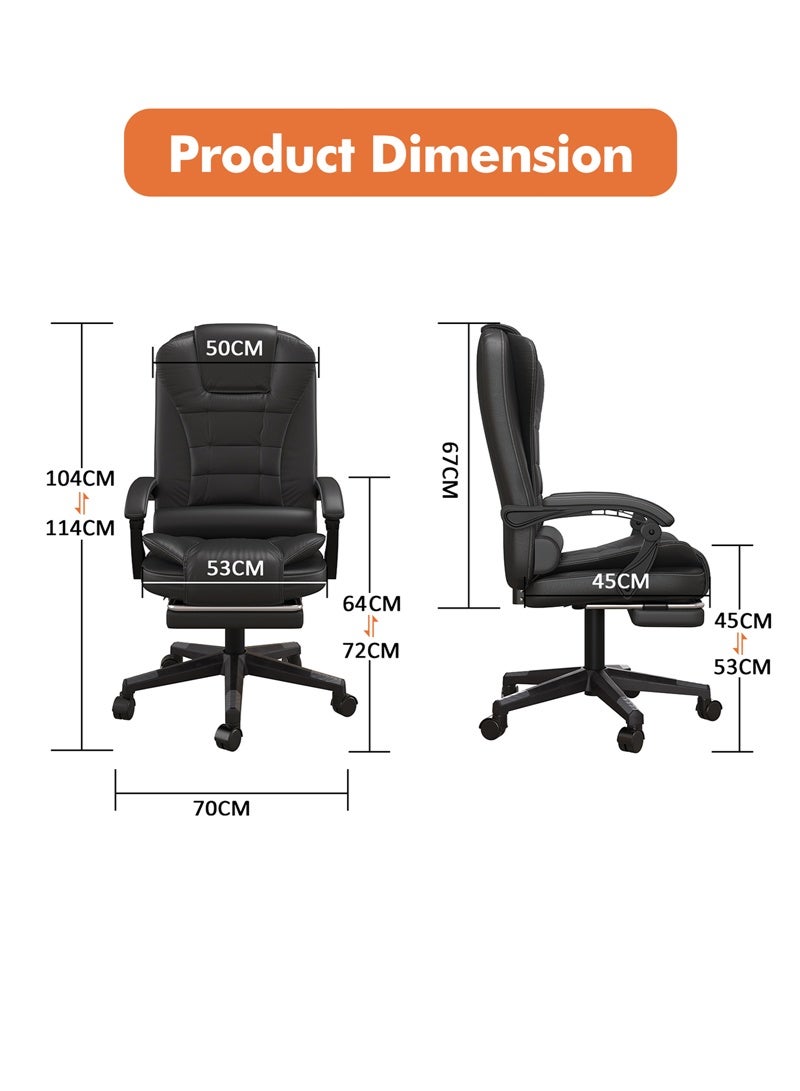 HAVERTYS Ergonomic Office Chair Executive Chair PU Leather Reclining Chair  High-Back  Gaming Chair with Foot Padel  Adjustable Height Computer Chair - Image 2