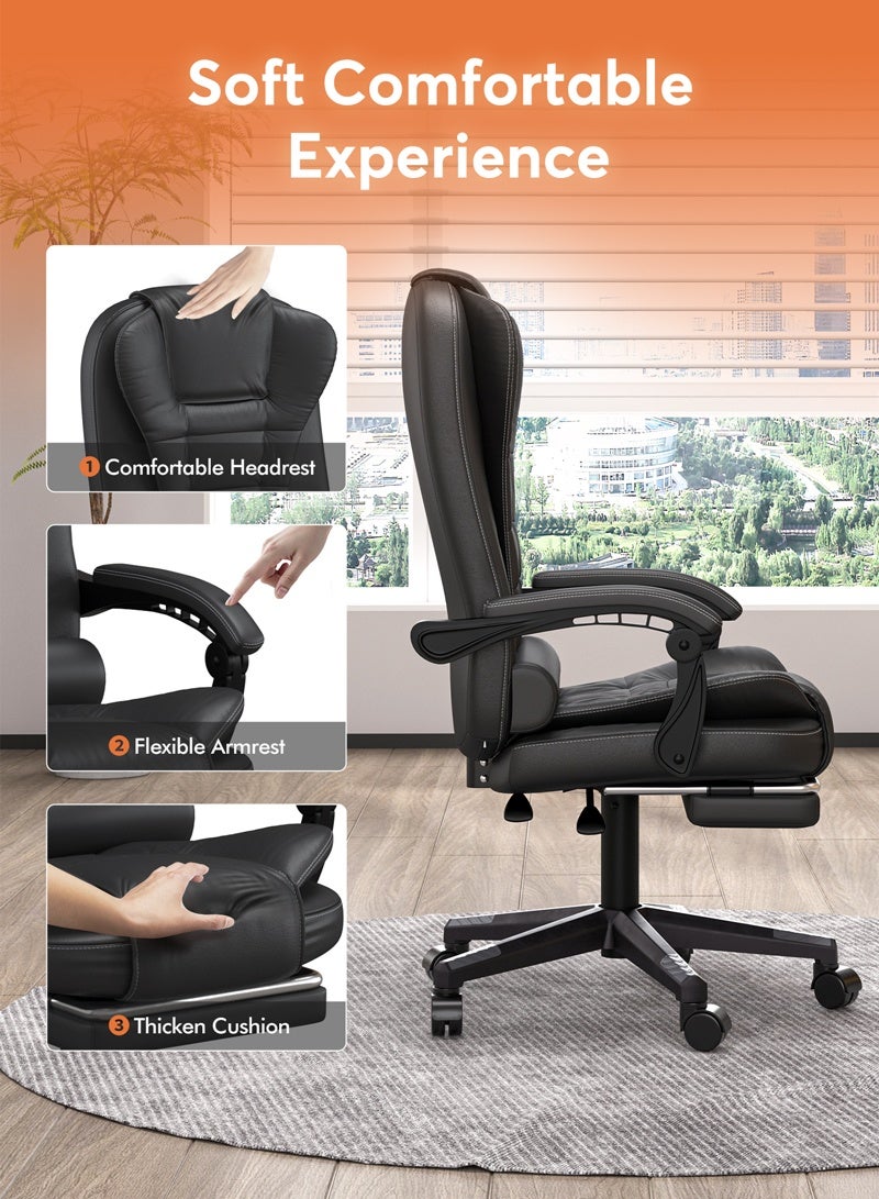 HAVERTYS Ergonomic Office Chair Executive Chair PU Leather Reclining Chair  High-Back  Gaming Chair with Foot Padel  Adjustable Height Computer Chair - Image 4