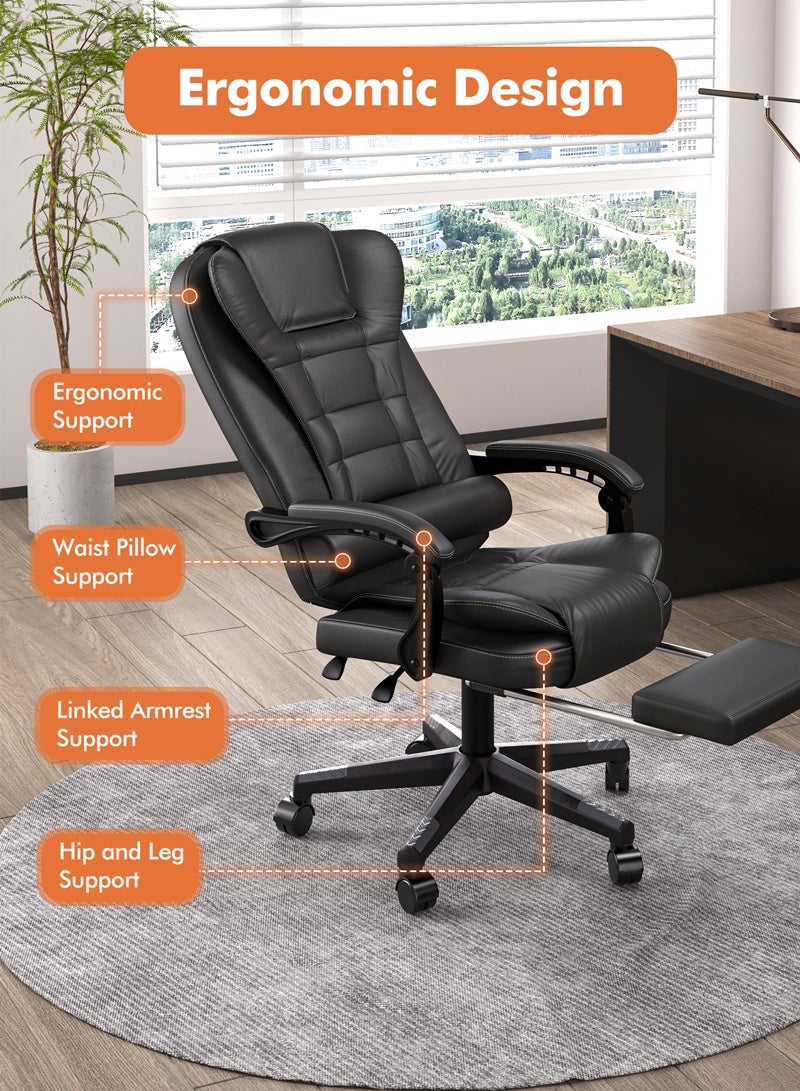 HAVERTYS Ergonomic Office Chair Executive Chair PU Leather Reclining Chair  High-Back  Gaming Chair with Foot Padel  Adjustable Height Computer Chair - Image 3