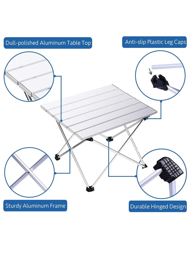 Generic Medium Folding Camping Table with Aluminum Table Top, Beach Table for Sand with Carrying Bag,Prefect for Outdoor, Picnic, BBQ, Cooking, Festival (White)  - Image 3