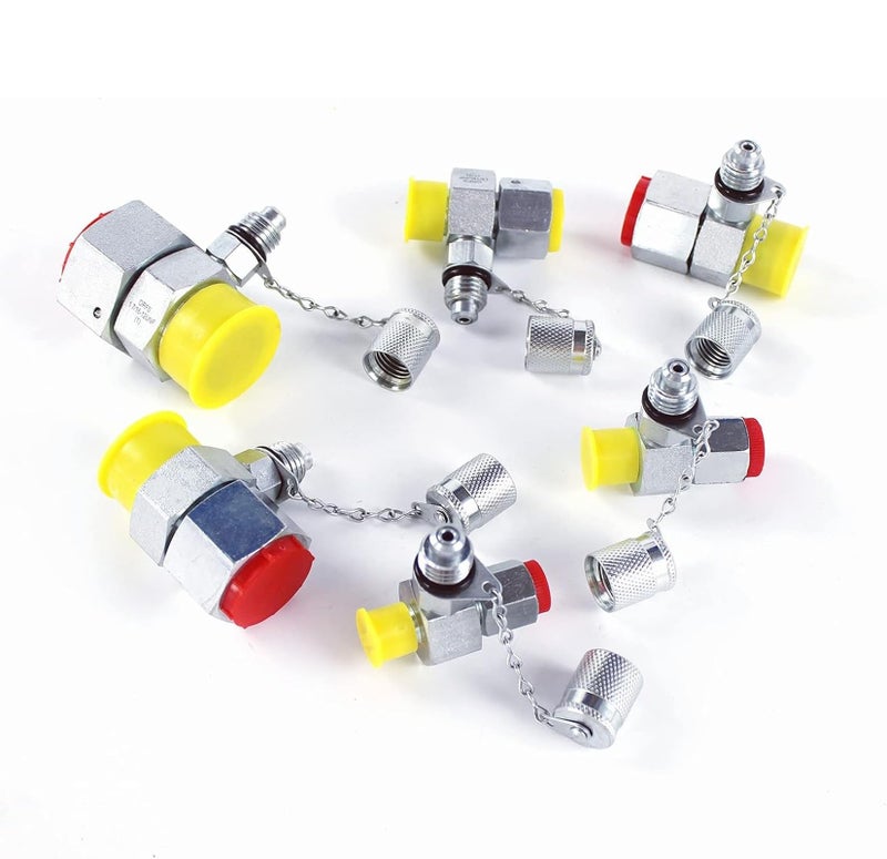 SINOCMP ORFS 6 Pack Hydraulic Swivel Run Tees Connector Tester Coupling Set for Excavator Construction Machinery Hydraulic System - Image 3