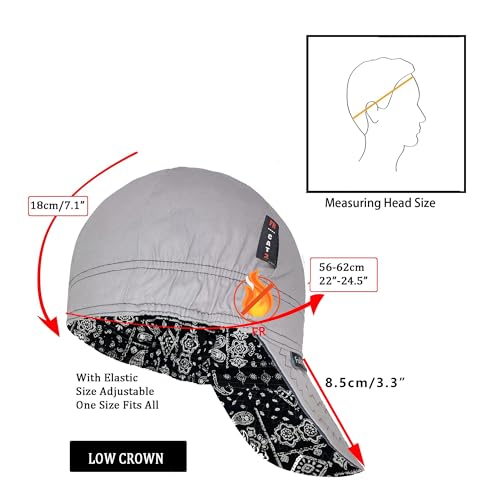Fullsheild Reversible Welding Cap CAT2 OneSize Flame Resistant Cotton Welder Hat HRC 2 Hood FR High Crown Grey - Image 2