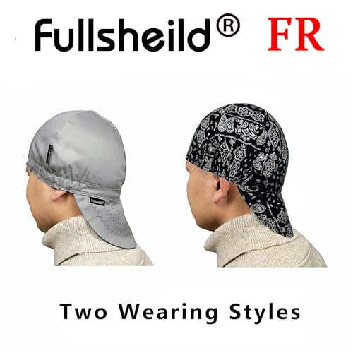 Fullsheild Reversible Welding Cap CAT2 OneSize Flame Resistant Cotton Welder Hat HRC 2 Hood FR High Crown Grey - Image 4