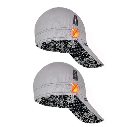 Fullsheild Reversible Welding Cap CAT2 OneSize Flame Resistant Cotton Welder Hat HRC 2 Hood FR High Crown Grey - Image 1