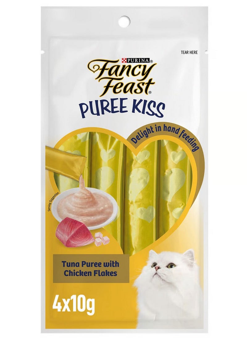Purina- invalid brand name Fancy Feast Pure Tuna Puree with Chicken Flakes 4 x 10 g  - Image 1