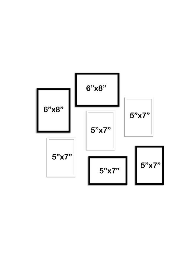 Art Street Synthetic and Engineered Wood Wall Photo Frame for Home Living Room Decoration Eco Series Photoframes for Wall Décor (Black & White, 5x7, 6x8 Inchs, Set of 7) - Image 1
