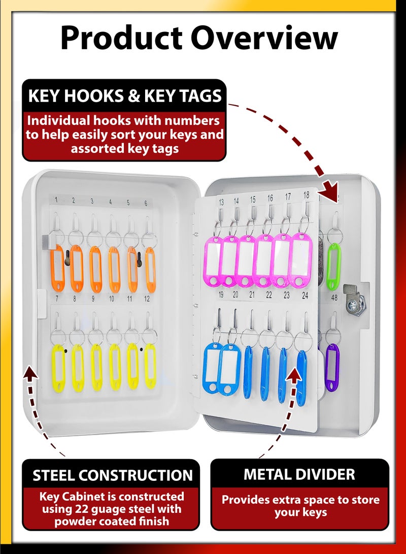 دي بلو 48 صندوق حامل مفاتيح خطاف مثبت على الحائط مفتاح معدني آمن مع علامات التسمية مكتب المنزل تخزين مفتاح منظم خزانة مفتاح خزانة منزل حافظة مفاتيح السيارة إدارة قفل أمان - Image 3