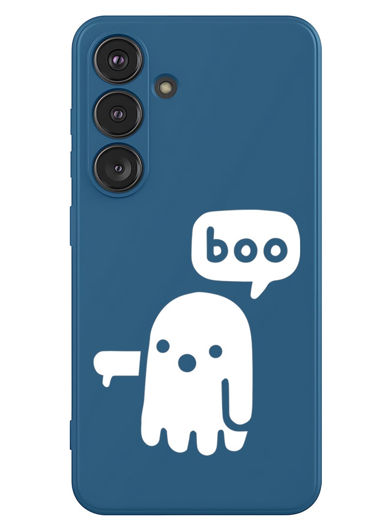 Theodor Protective Slim Fit Case Liquid Silicone Cover with Full Body Protection Anti-Scratch Shockproof Case For Samsung Galaxy S25 (Blue) - Boo - White - Image 1