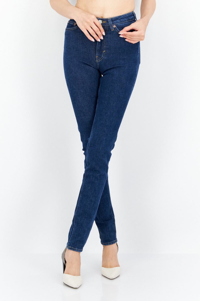 Weekday جينز ضيق قابل للتمدد بخصر مرتفع للنساء، غامق، - Image 1