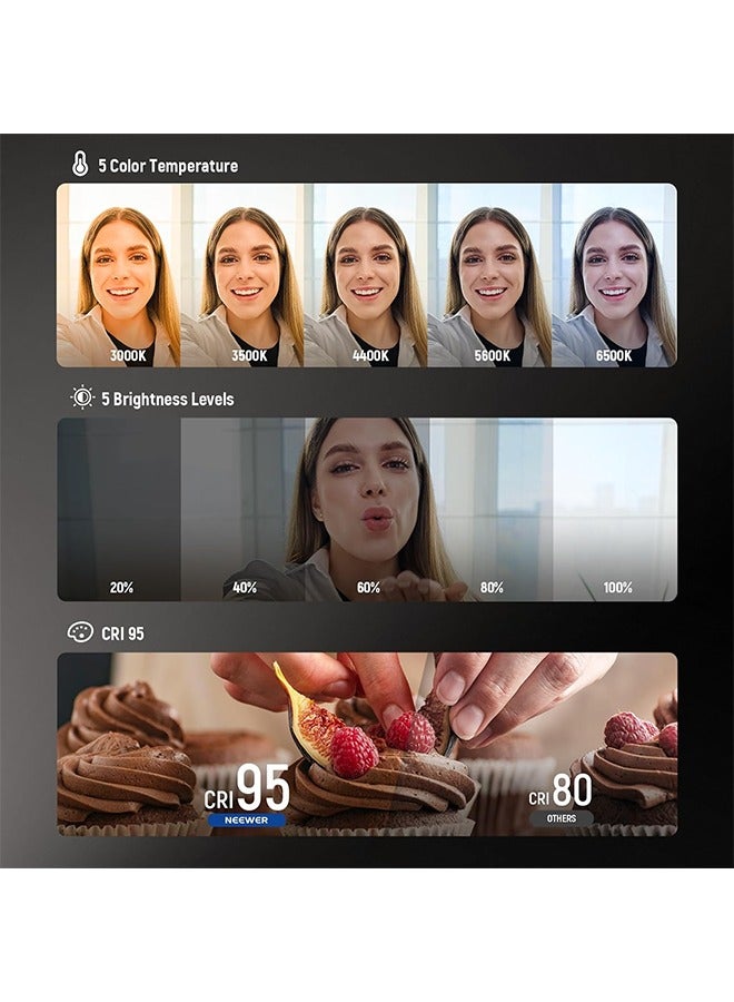 Neewer NEEWER BASICS Magnetic Selfie Light Compatible with MagSafe iPhone, CRI95 700lx/0.3m Folding LED Phone Fill Ring Lighting with Mirror for Zoom Makeup Photography Recording Video Conference - Image 2