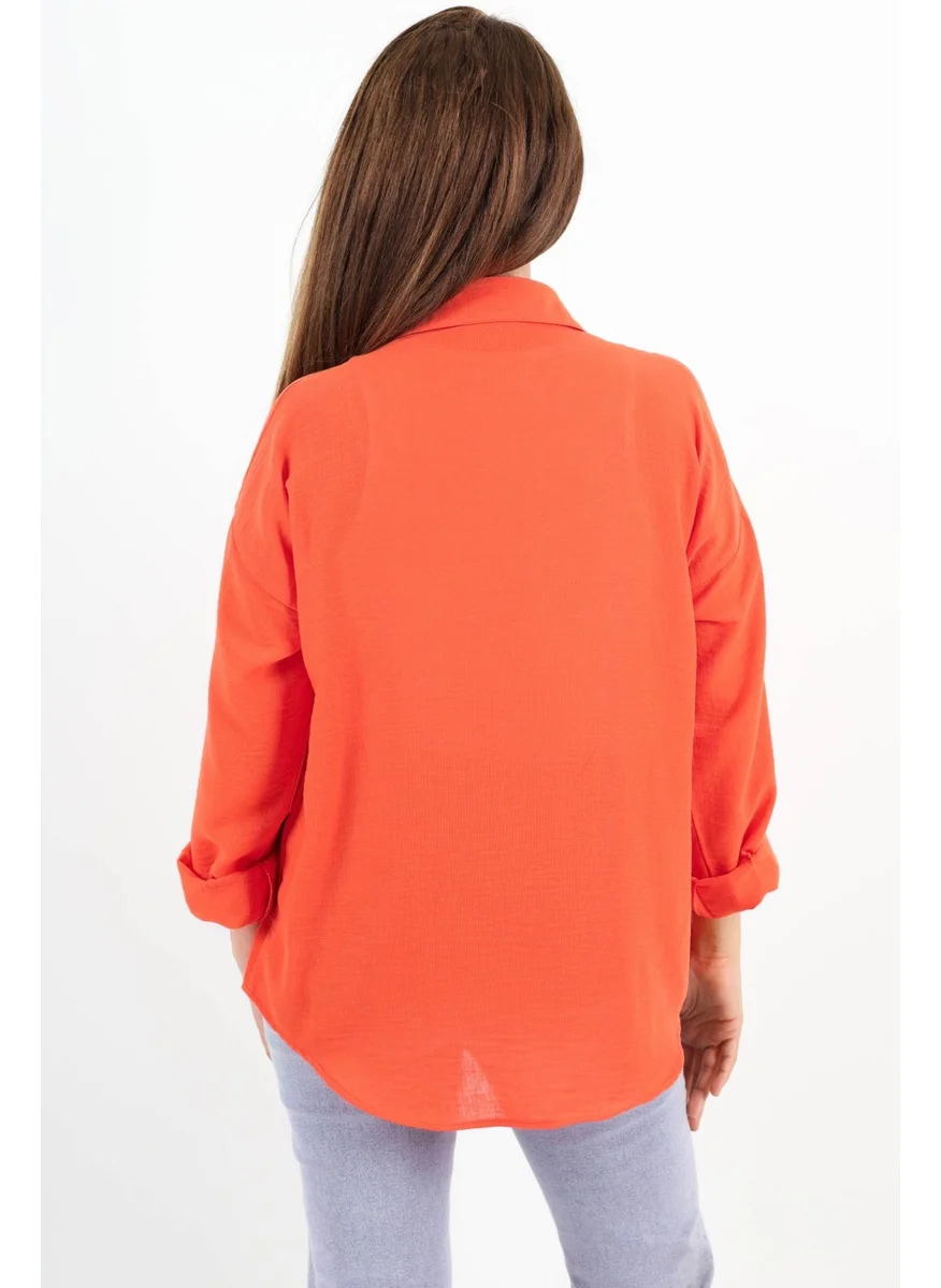 ريتنيس Women's Well Orange Linen Shirt