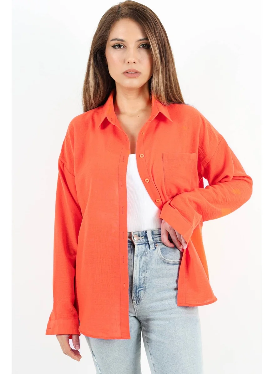 ريتنيس Women's Well Orange Linen Shirt