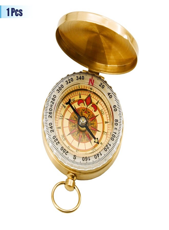 Rovella One Pack Camping Survival Compass, Metal Brass Pocket Compass with Keychain, Glow in The Dark Survival Gear for Hiking Camping Hunting Navigation - Image 3