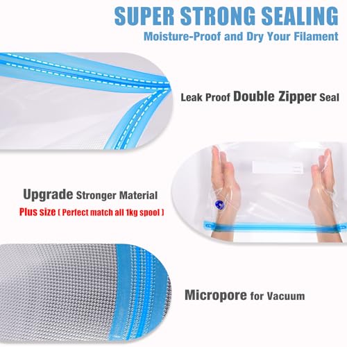 OVVNYXE OVV3D Filament Storage Bags 30pcs, Plus Size 32X34cm 3D Printer Filament Storage Bags Vacuum Sealed Kit with 30 Desiccants, Auto Pump,Perfect for 3D Filament Storage or Using After Filament Dryer Box - Image 3