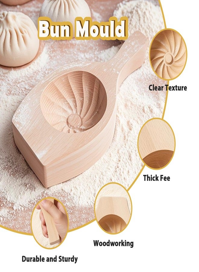 NUTSFLOW DIY Wooden Mooncake & Steamed Bun Molds - Flower Shape Baozi Dumpling Maker, Wooden Pastry & Cookie Cutter for Baking, Mid-Autumn Festival & Kitchen Use - Image 2